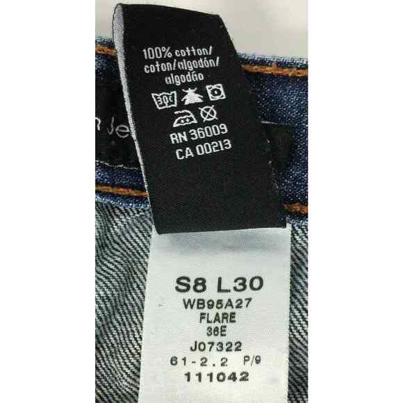 Calvin Klein Flare Jeans Womens Size 8 Medium Wash Denim Distress Mid Rise - Picture 4 of 11